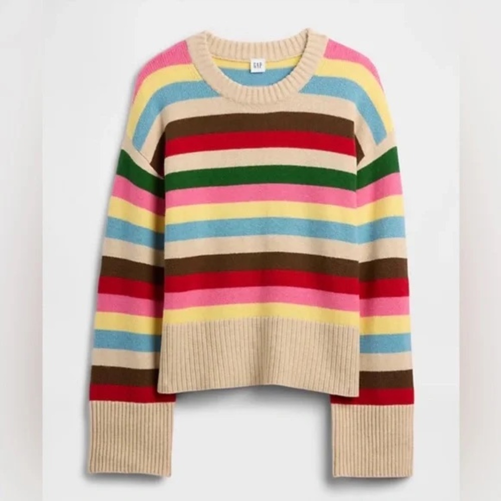 GAP CashSoft Relaxed Crewneck Tunic Sweater | Happy Stripe